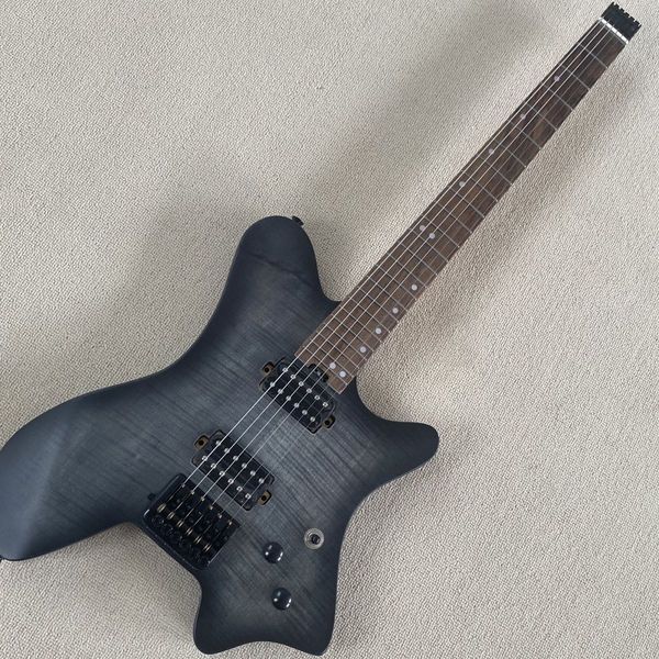 customization new transparent black headless electric guitar,white wax wood body 
customization new transparent black headless electric guitar,white wax wood body