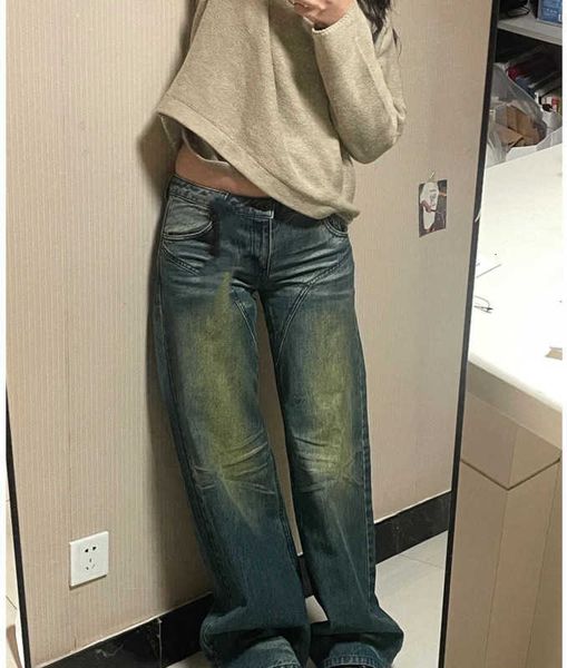 2023 new spring design style neutral lazy thin dirty dyed washed old wide leg jeans female, Blue
2023 new spring design style neutral lazy thin dirty dyed washed old wide leg jeans female, Blue