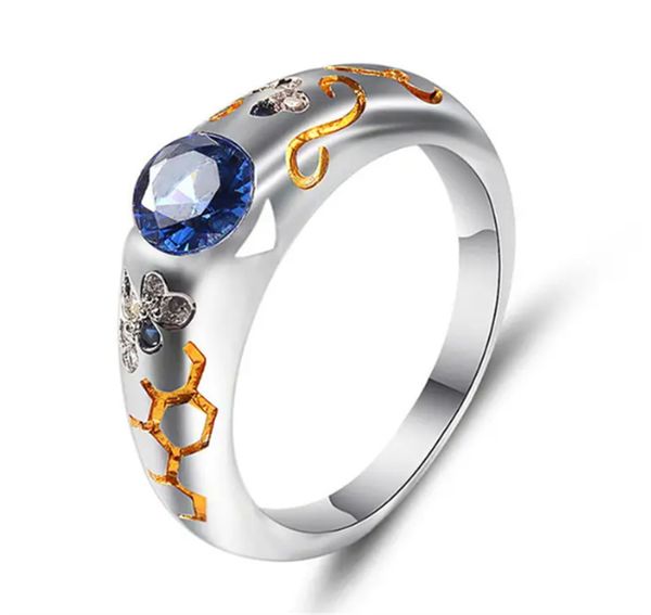 creative blue zircon butterfly bee ring ladies jewelry, Golden;silver
creative blue zircon butterfly bee ring ladies jewelry, Golden;silver