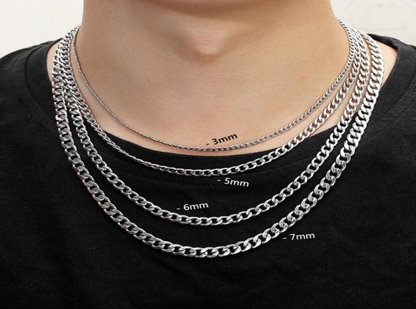 3mm 5mm 6mm 7mm silver cuban chains necklace stainless steel lobster clasps making hight quality plated necklaces for women men ve4878252
3mm 5mm 6mm 7mm silver cuban chains necklace stainless steel lobster clasps making hight quality plated necklaces for women men ve4878252