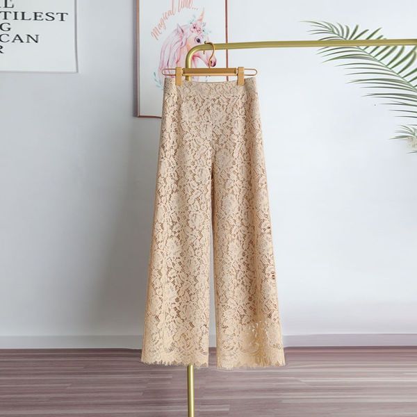 women's pants capris lace wide legs trousers capris high waist springsummer lace loose straight pants 230511, Black;white
women's pants capris lace wide legs trousers capris high waist springsummer lace loose straight pants 230511, Black;white