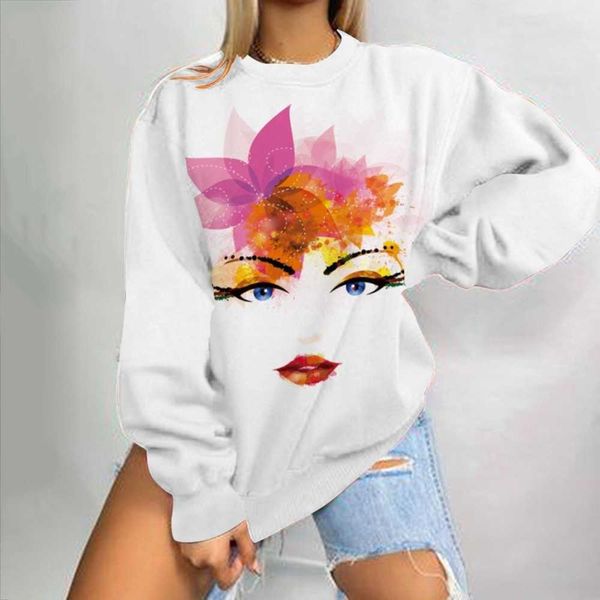 long women's loose colored 3d printing new round neck long sleeved sweater{category}, Black
long women's loose colored 3d printing new round neck long sleeved sweater{category}, Black
