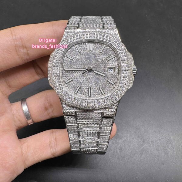 popular men's iced out diamond watch stainless steel case 40mm zircon stones watch automatic shiny wristwatch, Slivery;brown
popular men's iced out diamond watch stainless steel case 40mm zircon stones watch automatic shiny wristwatch, Slivery;brown