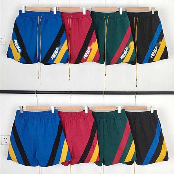 men's shorts designer new striped color blocking pattern casual quick dry shorts men and women high street beach pants elastic five-par, White;black
men's shorts designer new striped color blocking pattern casual quick dry shorts men and women high street beach pants elastic five-par, White;black