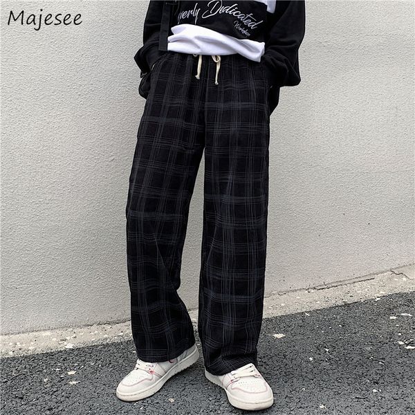 men's pants spring casual plaid pants men wide leg vintage bf couple straight corduroy pantalones streetwear harajuku mopping oversize, Black
men's pants spring casual plaid pants men wide leg vintage bf couple straight corduroy pantalones streetwear harajuku mopping oversize, Black