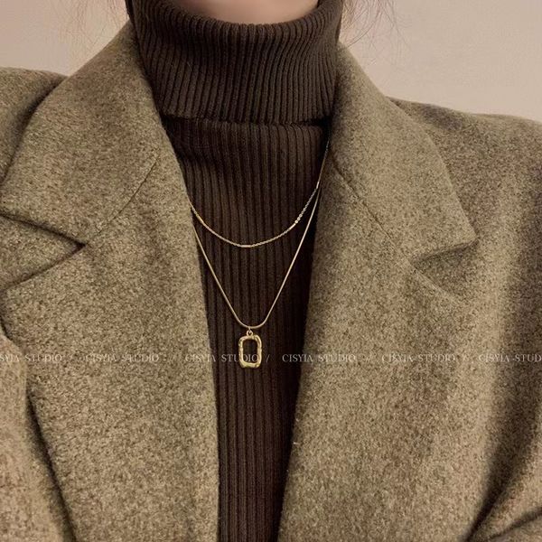 afshor trendy exquisite real gold plated square double chain choker pendant necklace for women jewelry creativity design ins hot, Silver
afshor trendy exquisite real gold plated square double chain choker pendant necklace for women jewelry creativity design ins hot, Silver