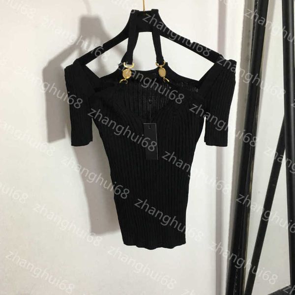 23ss womens designer clothing womens knits shoulder button off-the-shoulder stretch tight short-sleeved sweater womens clothes a1, White
23ss womens designer clothing womens knits shoulder button off-the-shoulder stretch tight short-sleeved sweater womens clothes a1, White