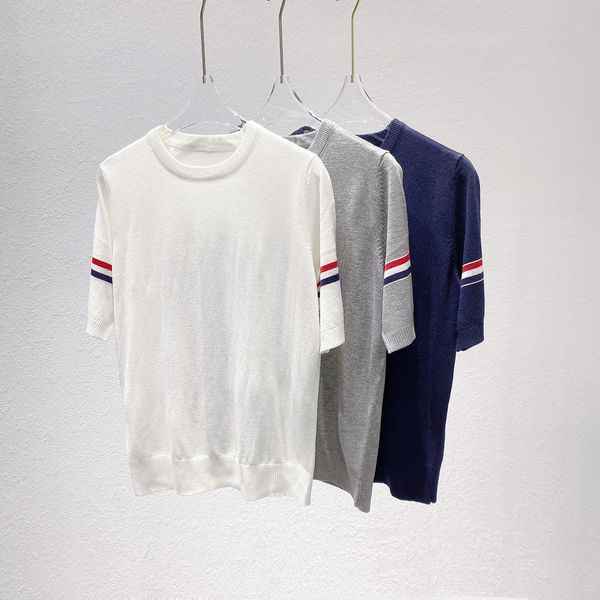 508 l 2023 runway summer brand same style sweater short sleeve white gray blue pullover crew neck striped fashion clothes womens yl, White;black
508 l 2023 runway summer brand same style sweater short sleeve white gray blue pullover crew neck striped fashion clothes womens yl, White;black