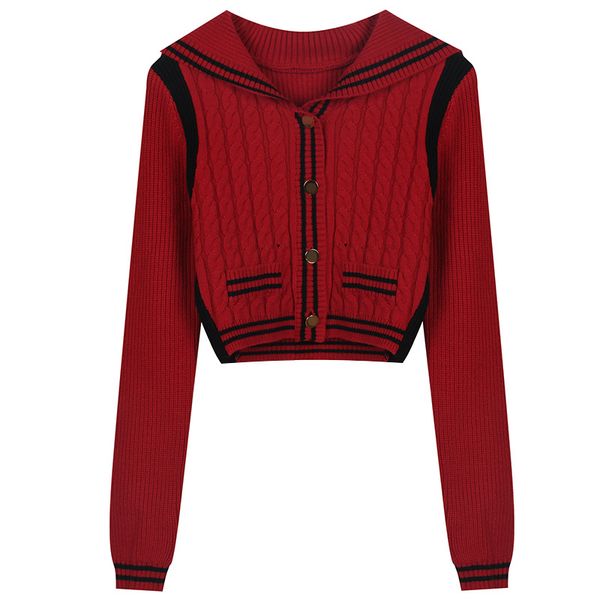 329 2023 runway summer brand same style sweater long sleeve cardigan lapel neck red black fashion clothes womens mingmo, White;black
329 2023 runway summer brand same style sweater long sleeve cardigan lapel neck red black fashion clothes womens mingmo, White;black
