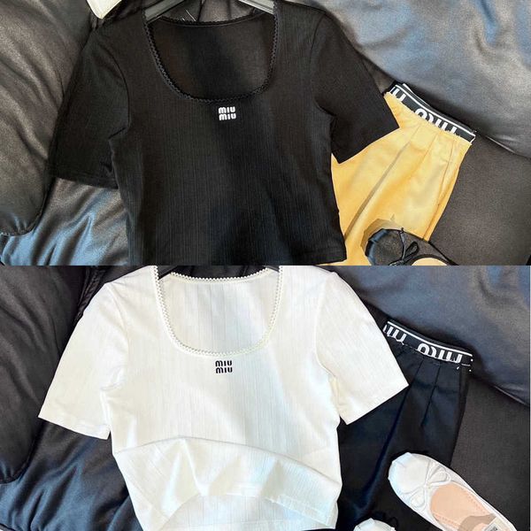 23ss new simple and versatile dafang ling embroidered letter t-shirt decorative design ballet girl style short sleeve, White
23ss new simple and versatile dafang ling embroidered letter t-shirt decorative design ballet girl style short sleeve, White