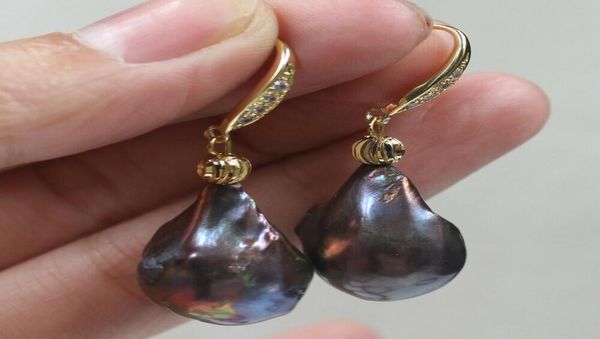 jewelry dangle chandelier 20 mm charming natural south sea black baroque pearls earring6782613, Silver
jewelry dangle chandelier 20 mm charming natural south sea black baroque pearls earring6782613, Silver