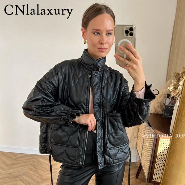jackets cnlalaxury 2023 winter women fashion vintage black plaid faux leather jacket casual pockets cotton coat loose short outerwear, Black;brown
jackets cnlalaxury 2023 winter women fashion vintage black plaid faux leather jacket casual pockets cotton coat loose short outerwear, Black;brown