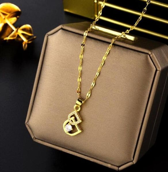 classic titanium steel diamonds dd letter pendant necklaces 18k gold plated women luck necklace designer jewelry ti0273641516, Silver
classic titanium steel diamonds dd letter pendant necklaces 18k gold plated women luck necklace designer jewelry ti0273641516, Silver