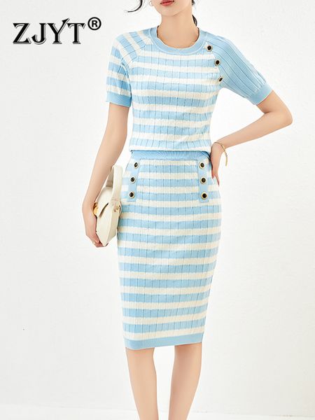 two piece dress zjyt summer striped knitted dress sets two piece womens outfit casual conjuntos de vestidos ensembles robe skirt suit blue 2, White
two piece dress zjyt summer striped knitted dress sets two piece womens outfit casual conjuntos de vestidos ensembles robe skirt suit blue 2, White