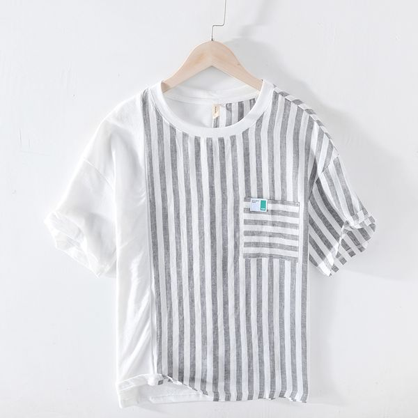 men's t-shirts striped short sleeve t shirt for men cotton linen patchwork o-neck casual tee male summer retro clothing 230512, White;black
men's t-shirts striped short sleeve t shirt for men cotton linen patchwork o-neck casual tee male summer retro clothing 230512, White;black