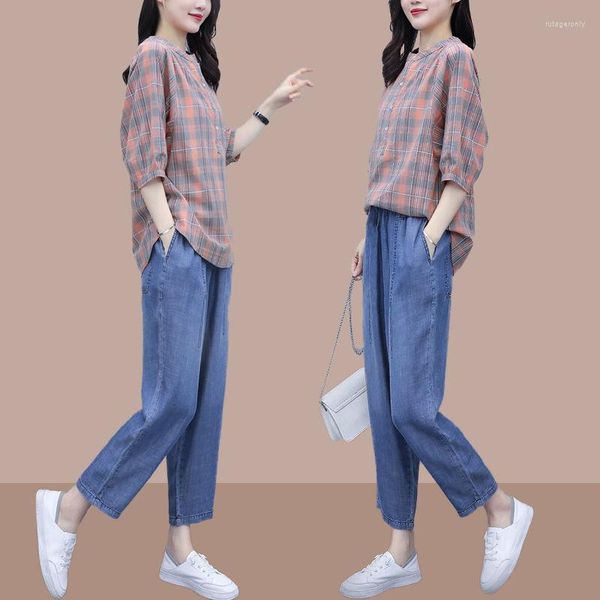 women's two piece pants female 2023 summer loose printing short sleeve and nine points jeans suits casual two-piece suit women outfits, White
women's two piece pants female 2023 summer loose printing short sleeve and nine points jeans suits casual two-piece suit women outfits, White