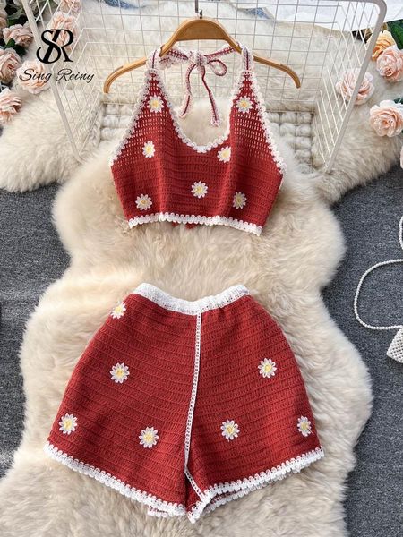 dress singreiny 2023 summer beach knitted suits women halter backless camis+wide legs shorts sets ladies floral two pieces set, White
dress singreiny 2023 summer beach knitted suits women halter backless camis+wide legs shorts sets ladies floral two pieces set, White