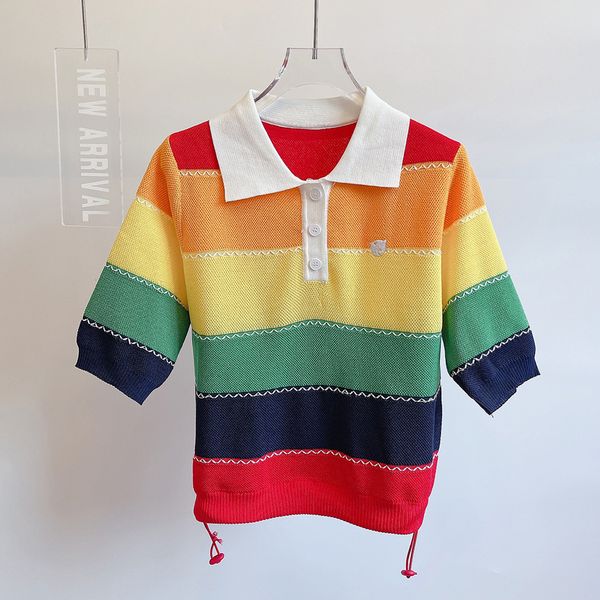 509 xl 2023 runway summer brand same style sweater short sleeve pullover lapel neck striped fashion clothes womens yl, White;black
509 xl 2023 runway summer brand same style sweater short sleeve pullover lapel neck striped fashion clothes womens yl, White;black