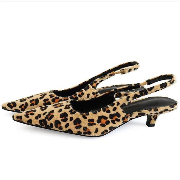 dress shoes traf women's animal print toe leopard pattern sling pump retro sandals casual 230512, Black