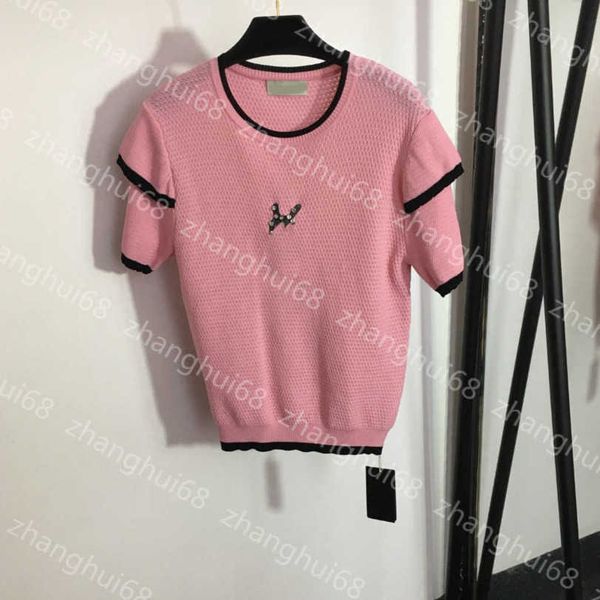 23ss womens knits womens designer clothing nail drill embroidered monogram short sleeve sweater womens clothes a1, White
23ss womens knits womens designer clothing nail drill embroidered monogram short sleeve sweater womens clothes a1, White