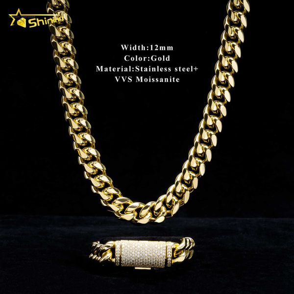popular miami custom diamond clasp vvs moissanite necklaces hip hop stainless steel cuban chain chain, Silver
popular miami custom diamond clasp vvs moissanite necklaces hip hop stainless steel cuban chain chain, Silver