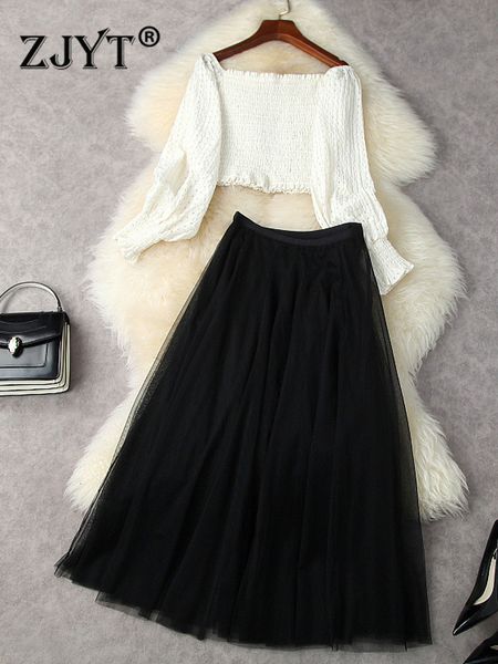 two piece dress slash neck stretchable crop and maxi mesh skirt set women spring runway holiday beach dress suits two piece outfits party 23, White
two piece dress slash neck stretchable crop and maxi mesh skirt set women spring runway holiday beach dress suits two piece outfits party 23, White