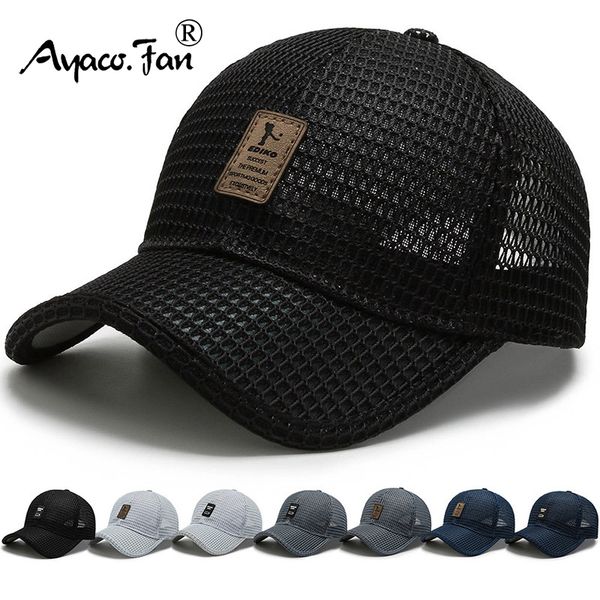 

ball caps summer women men mesh baseball cap solid label stick sunhat outdoor breathable hip hop baseball hats casquette 230511, Blue;gray