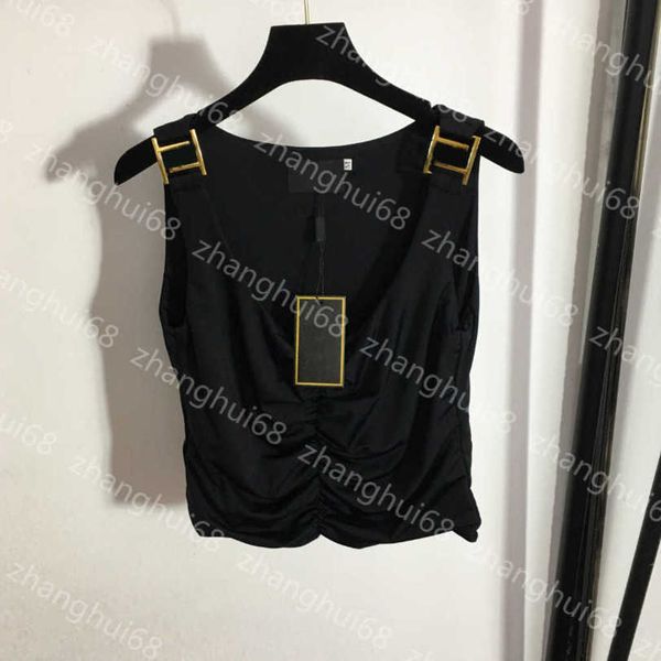 23ss womens designer clothing vest tank vests womens tanks round neck pure cotton f letter metal shoulder buckle pull pleated slim cool vest, White
23ss womens designer clothing vest tank vests womens tanks round neck pure cotton f letter metal shoulder buckle pull pleated slim cool vest, White