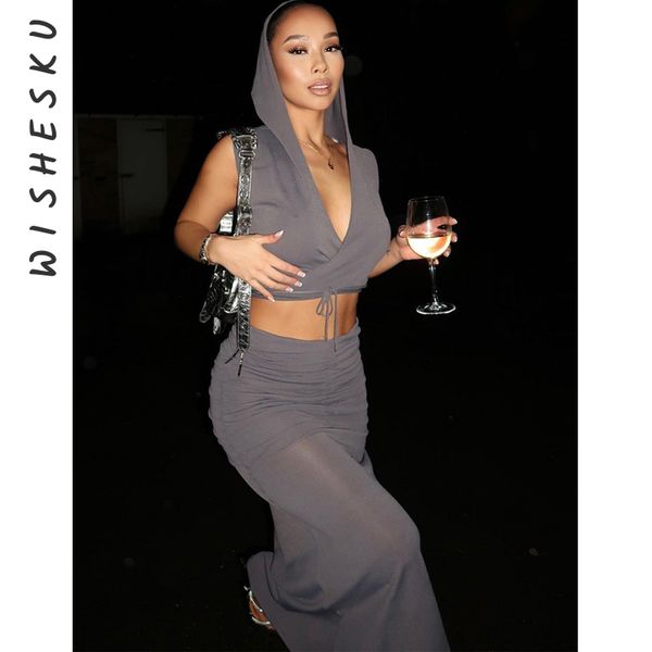 two piece dress set women ruched party outfits deep v lace up hooded crop igh waist slim fit long skirts summer 230512, White
two piece dress set women ruched party outfits deep v lace up hooded crop igh waist slim fit long skirts summer 230512, White