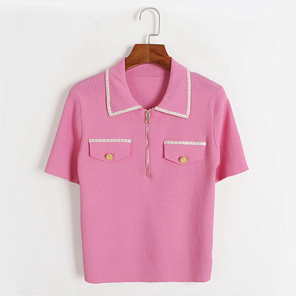 426 2023 runway summer brand same style sweater short sleeve pullover lapel neck white black pink fashion clothes womens dl
426 2023 runway summer brand same style sweater short sleeve pullover lapel neck white black pink fashion clothes womens dl