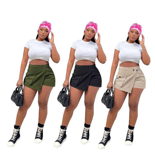 women short pant solid color zipper casual work wear irregular pocket skirt shorts, Black;white
women short pant solid color zipper casual work wear irregular pocket skirt shorts, Black;white