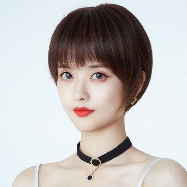 wig female short hair simulation short straight hair whole full head set lifelike fashion nature, Black
wig female short hair simulation short straight hair whole full head set lifelike fashion nature, Black