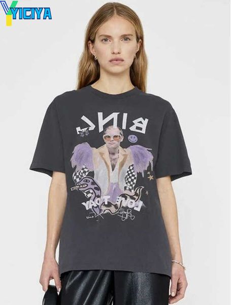 yiciya anine bing women designer tees fashion illustrations cotton print tshirt round neck t-shirt summer female, Black
yiciya anine bing women designer tees fashion illustrations cotton print tshirt round neck t-shirt summer female, Black