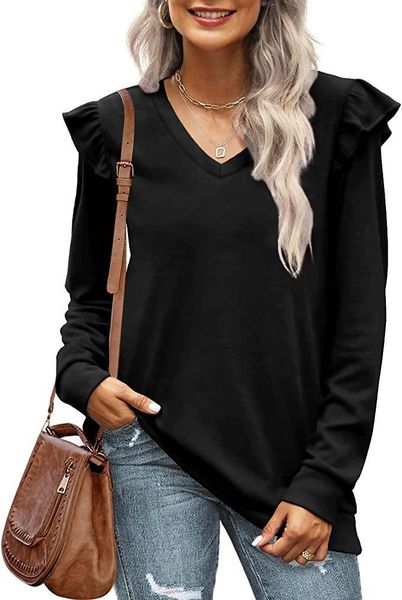 maternity tees women's loose casual lotus leaf sleeve v-neck long sleeve t-shirt black 230512, White
maternity tees women's loose casual lotus leaf sleeve v-neck long sleeve t-shirt black 230512, White