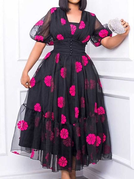 wife large holiday dress flower print v-neck mesh sleeve short sleeve autumn spring ball dress long dress holiday date dress/print, Black
wife large holiday dress flower print v-neck mesh sleeve short sleeve autumn spring ball dress long dress holiday date dress/print, Black