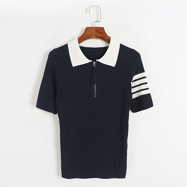 426 2023 runway summer brand same style sweater short sleeve pullover lapel neck white gray blue fashion clothes womens dl, White;black 
426 2023 runway summer brand same style sweater short sleeve pullover lapel neck white gray blue fashion clothes womens dl, White;black