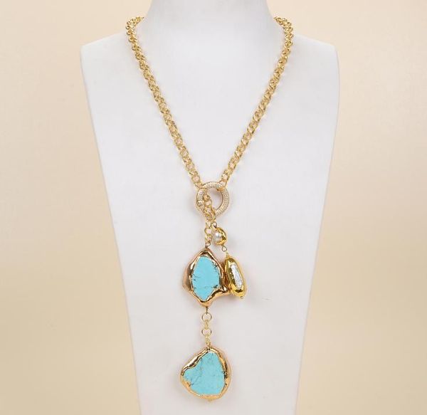 guaiguai jewelry white biwa pearl turquoise lariat chain necklace for women real gems stone lady fashion jewellery1462745, Silver
guaiguai jewelry white biwa pearl turquoise lariat chain necklace for women real gems stone lady fashion jewellery1462745, Silver