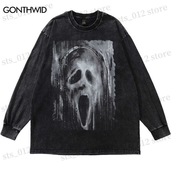men's hoodies sweatshirts hip hop long sleeve tshirt streetwear ghost graphic print cotton distressed wash t-shirt men harajuku casual, Black
men's hoodies sweatshirts hip hop long sleeve tshirt streetwear ghost graphic print cotton distressed wash t-shirt men harajuku casual, Black
