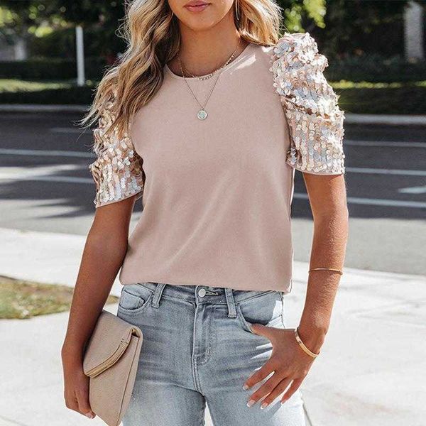 summer thin short womens blouses sleeved personalized pullover round neck t shirt slim three quarter sleeve top, White
summer thin short womens blouses sleeved personalized pullover round neck t shirt slim three quarter sleeve top, White