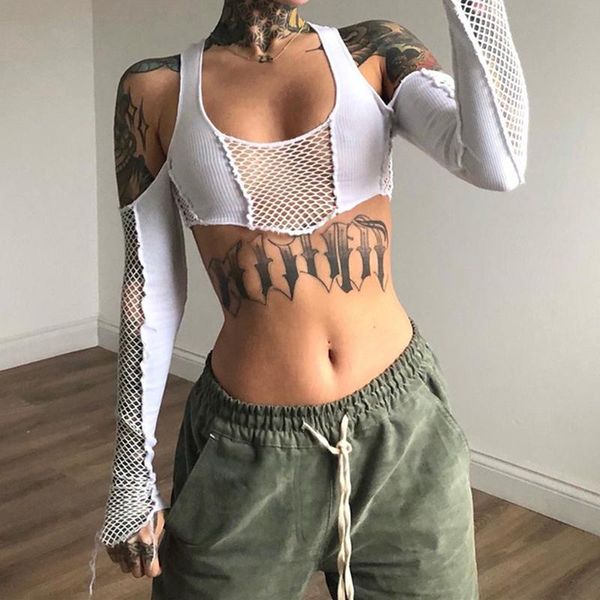t-shirt 2022 fashion women hollow out fish net crop street long sleeve low cut solid slim tshirt exposed navel tee streetwear, White
t-shirt 2022 fashion women hollow out fish net crop street long sleeve low cut solid slim tshirt exposed navel tee streetwear, White