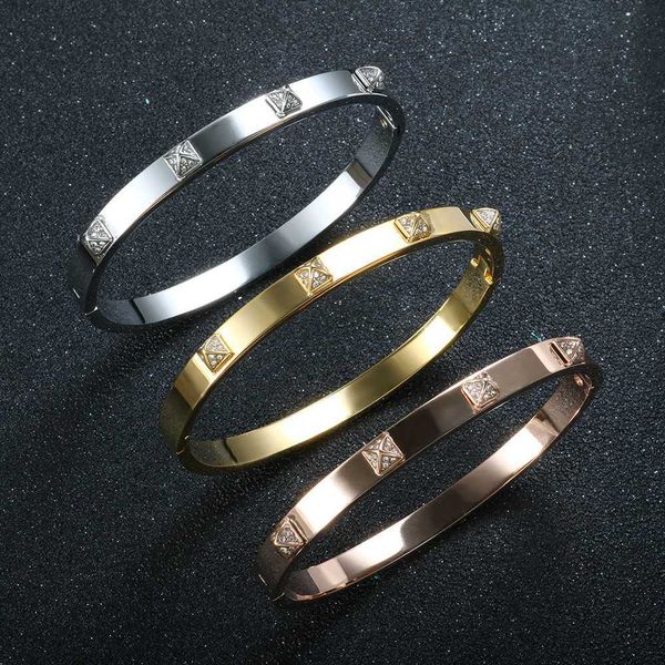 new design women jewelry trendy bangle charm bracelets customized stainless steel crystal pyramid bangle, Golden;silver
new design women jewelry trendy bangle charm bracelets customized stainless steel crystal pyramid bangle, Golden;silver