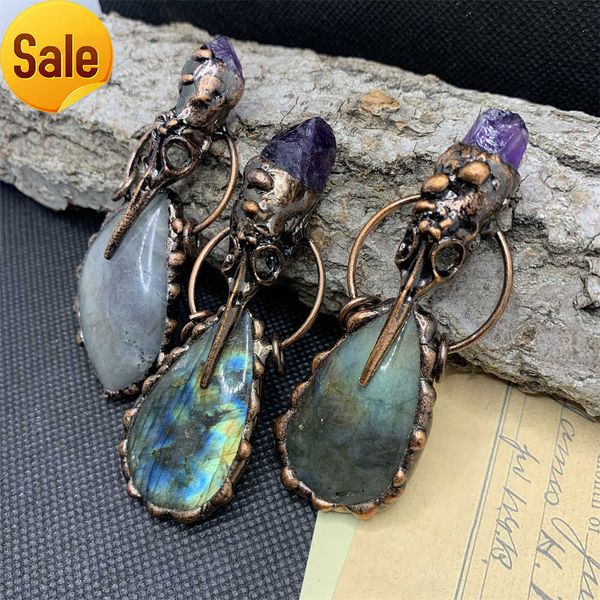antique bronze plating natural labradorite gemstone crow head pendant charms necklace for women, Silver
antique bronze plating natural labradorite gemstone crow head pendant charms necklace for women, Silver