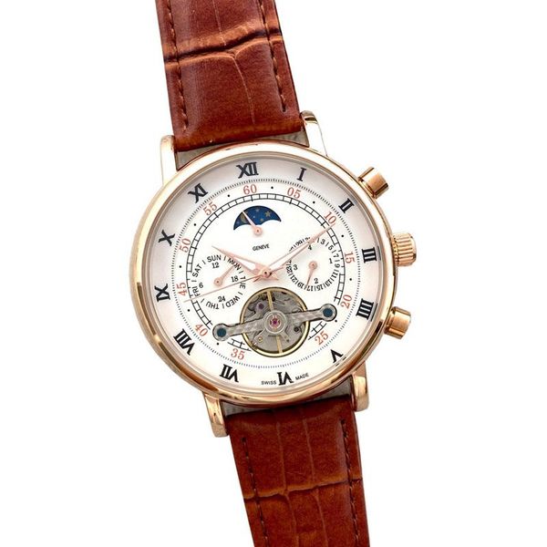 luxury wristwatches mens watches mechanical automatic movement genuine leather strap daydate flywheel moon phase men watch for men's ch, Slivery;brown
luxury wristwatches mens watches mechanical automatic movement genuine leather strap daydate flywheel moon phase men watch for men's ch, Slivery;brown