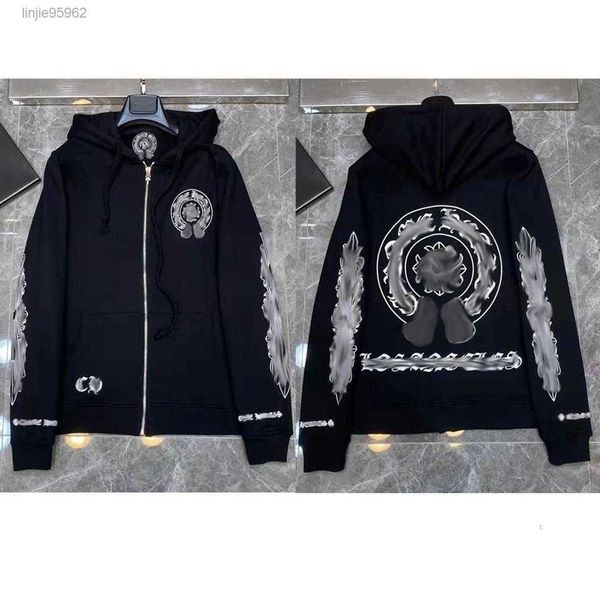 men's classic sweatshirts ch designer hoodie fashion men women horseshoe sanskrit loose zipper jacket pullover hooded coat oh20lod, Black
men's classic sweatshirts ch designer hoodie fashion men women horseshoe sanskrit loose zipper jacket pullover hooded coat oh20lod, Black