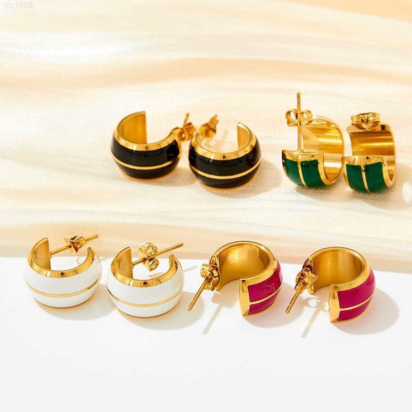 2023 stainless steel no fade stud earrings simple retro oil drip multi color geometric large c shape earrings, Silver
2023 stainless steel no fade stud earrings simple retro oil drip multi color geometric large c shape earrings, Silver
