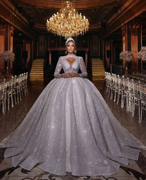 luxury ball gown wedding dresses long sleeves v neck halter sequins applique ruffles bridal gowns beads 3d lace zipper diamonds plus size cu, White
luxury ball gown wedding dresses long sleeves v neck halter sequins applique ruffles bridal gowns beads 3d lace zipper diamonds plus size cu, White