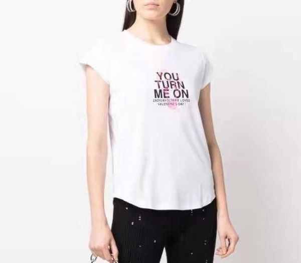 23ss zadig voltaire summer cotton new women designer t shirt english letter bulb printing hem arc round neck cotton short sleeve fashion, White
23ss zadig voltaire summer cotton new women designer t shirt english letter bulb printing hem arc round neck cotton short sleeve fashion, White