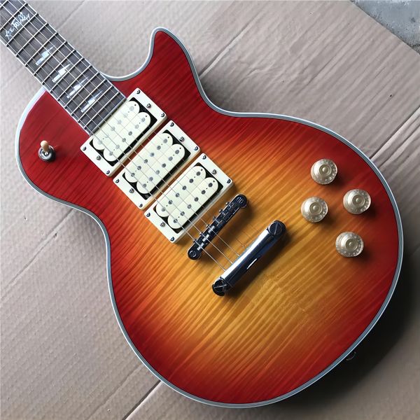 custom shop ace frehley budokan signature cherry sunburst flame maple electric guitar three pickups, lightening bolt inlay1236
custom shop ace frehley budokan signature cherry sunburst flame maple electric guitar three pickups, lightening bolt inlay1236