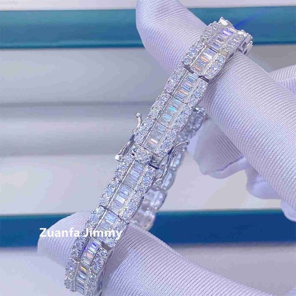 hip hop style customized pass new design 9mm width baguette +round vvs1 moissanite cluster tennis chain bracelet, Silver
hip hop style customized pass new design 9mm width baguette +round vvs1 moissanite cluster tennis chain bracelet, Silver