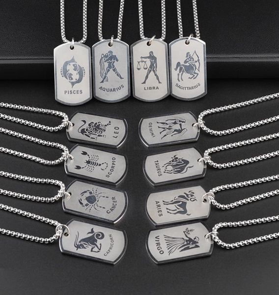 men hip hop stainless steel 12 zodiac sign necklace dog tags pendants charm star sign choker astrology necklaces fashion jewelry w6633639, Silver
men hip hop stainless steel 12 zodiac sign necklace dog tags pendants charm star sign choker astrology necklaces fashion jewelry w6633639, Silver